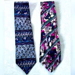 ☮️Vintage! Two Badass Jerry Garcia Silk Ties Designed by Jerry himself funky fun